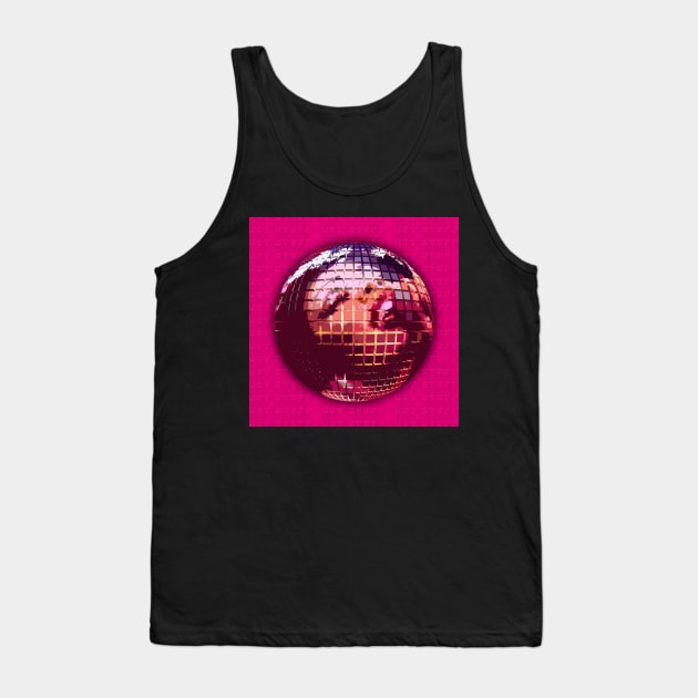 70s Pink & Hot Stuff Disco Ball Tank Top by thematics